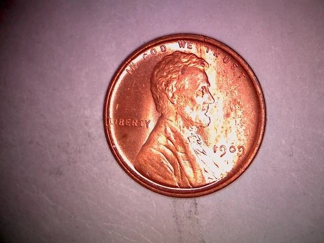 Uncirculated Red 1909 VDB Philadelphia Mint Copper Lincoln Wheat Cent MS #3