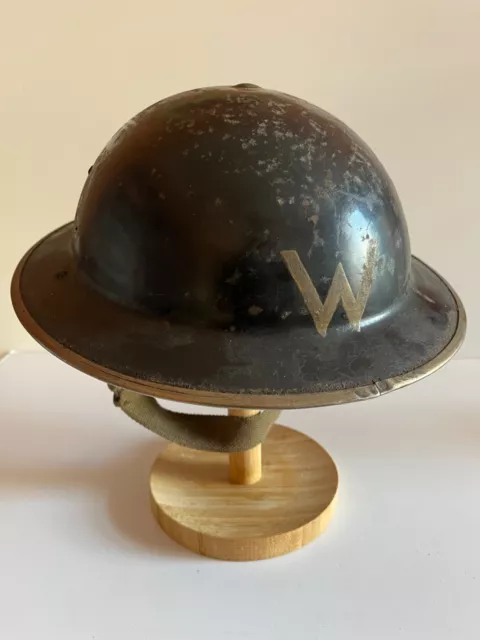 WW2 Warden Home Front steel helmet with liner and chinstrap