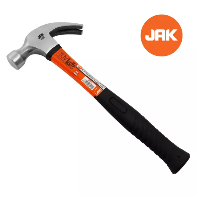 JAK 16oz Claw Steel Hammer With Fibreglass Handle, Nail Remover, DIY Carpenter