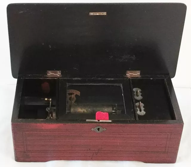 Antique cylinder music box 6 tunes , Working