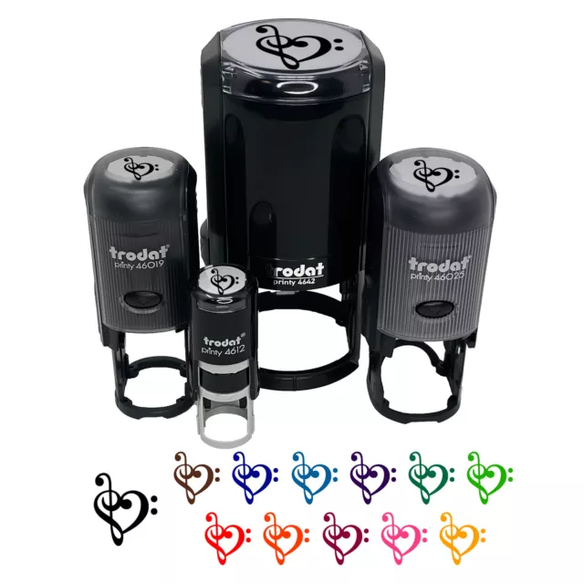 Treble Bass Clef Heart Music Love Self-Inking Rubber Stamp Ink Stamper Stamping