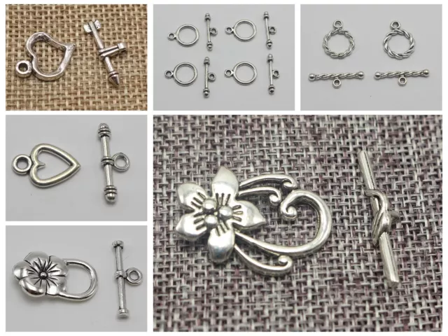 Craft DIY Tibet Silver Tone Toggle Clasps Various Shape Jewelry Bracelet Making