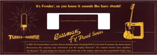 Repro POP Label for the Fender Tweed Bassman TV Panel Series Amplifiers