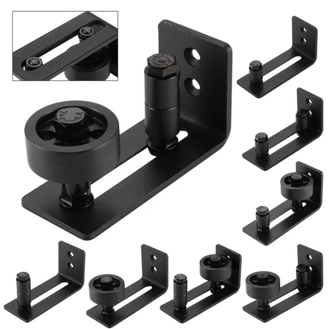 Adjustable Sliding Barn Door Floor Guide Wall Flat Stay Roller Hardware 8 In 1