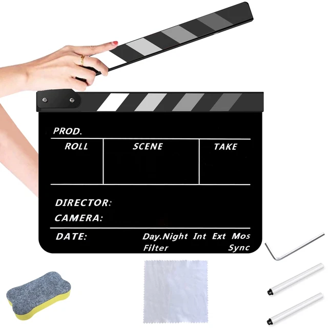 CLAP DE CINÉMA Acrylique Film Clapper avec Kit Gratuit Clap RéAlisateur ...