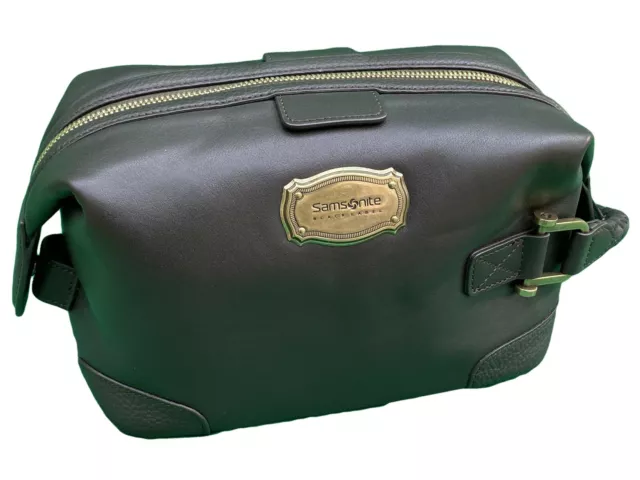SAMSONITE BLACK LABEL Resort Leather TOILETRIES KIT WASH TRAVEL BAG  Brown