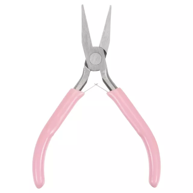 Mini Flat Nose Pliers 4.5" Smooth Jaw Precision Cutters with Pink Handle