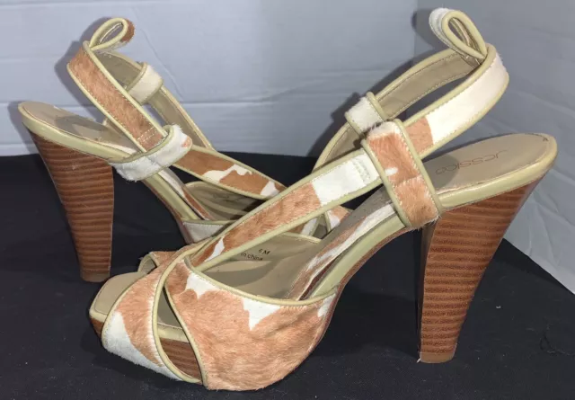 $140 JESSICA BENNETT Halston Platform Sandals Heels Shoes Calfhair ~ Size 6M