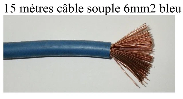 câble électrique batterie souple 6 mm2 bleu 15 mètres