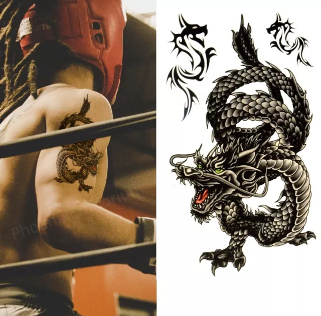 Temporary Tattoo Large Dragon Fake Body Art Sticker Waterproof Mens Ladies