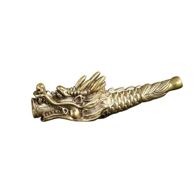 Exquisite chinese old smoking copper hand carved dragon statue  pipe tool Gift