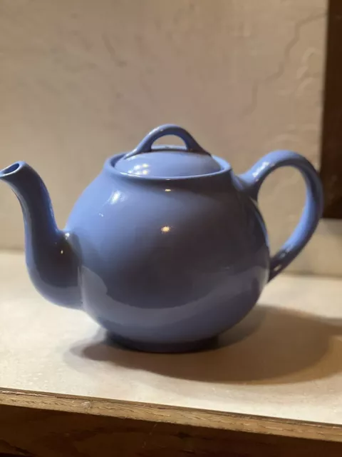 Vintage Halls Blue Lipton's Tea Pot 3 cup 6" tall 9" wide with lid ~ USA