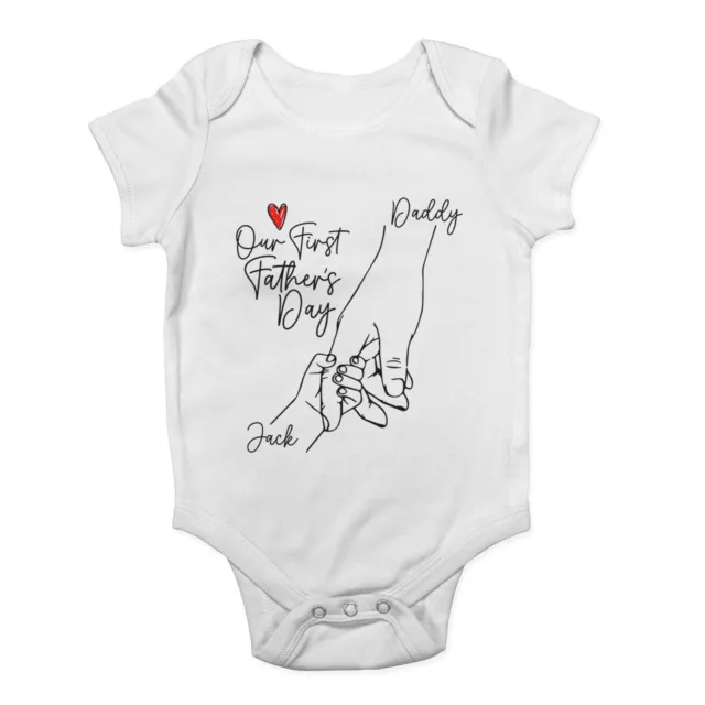 Personalised Our First Father's Day Daddy Baby Grow Vest Bodysuit Boy Girls Gift