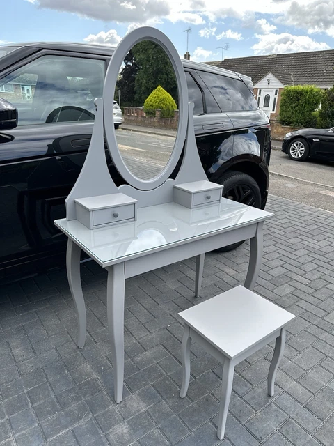 ikea grey dressing table IKEA Vanity Tour: Dark Grey Makeup Solutions