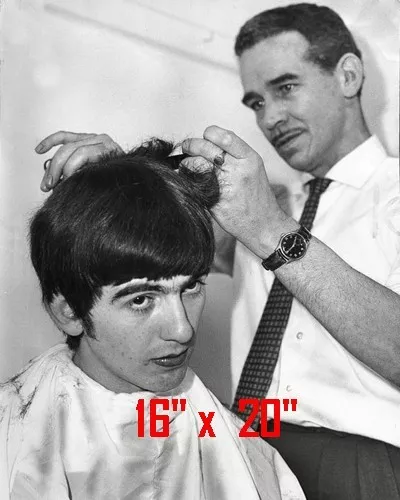 George Harrison ~ salon de coiffure ~ spa ~ barbier ~ photo ~ rockabilly ~ styliste ~ Beatles ~ 16" x 20"