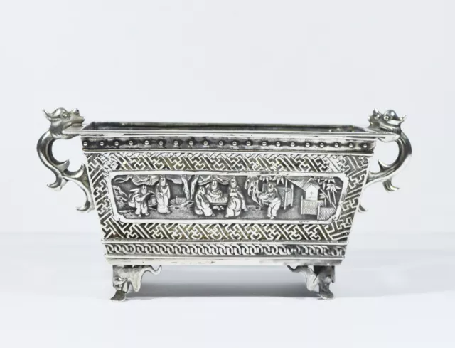 19Th C Antique Chinese Export Silver Jardiniere Sign Luen Wo Shanghai