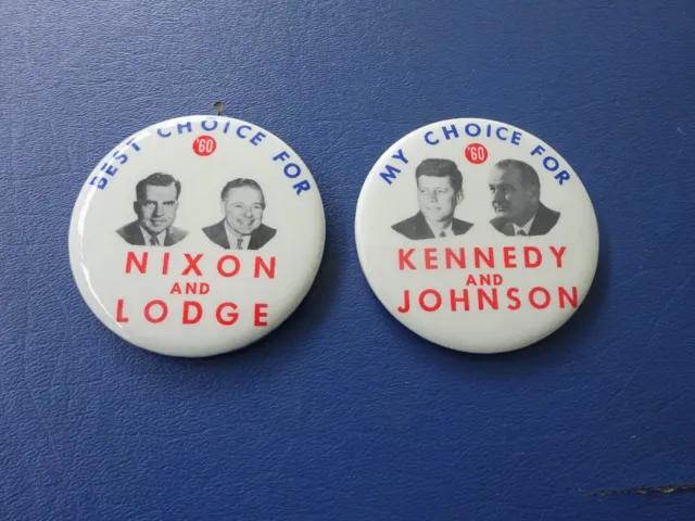 2 Best Choice For 1960 Pinbacks Kennedy & Johnson, Nixon & Lodge