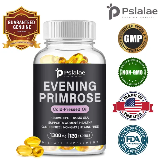 Evening Primrose Oil 1300mg - Cold Pressed GLA Supplement,Anti-Aging,Skin Health
