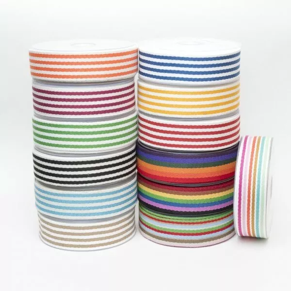 38mm Multi Striped Webbing Craft Upholstery Bags Strapping Candy Stripes