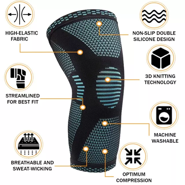 Copper Knee Support Compression Sleeve Brace Patella Arthritis Pain Relief Gym