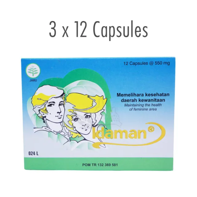 [BOROBUDUR JAMU] Suplemento Herbal Idaman Mantener Área Femenina Saludable 3x12 Gorra