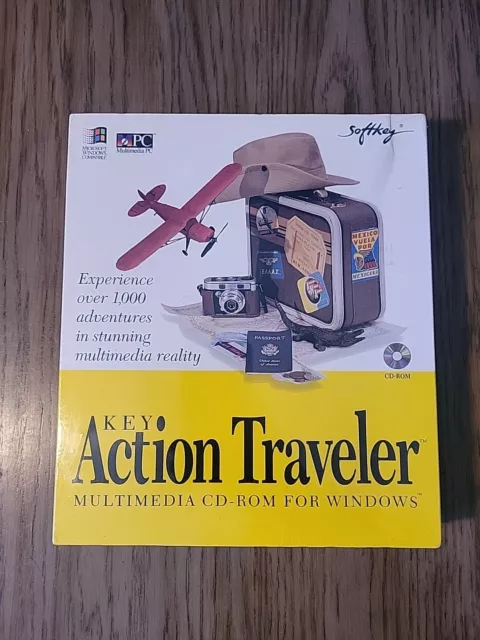 Vintage Sealed Computer Software Softkey Travel Key Action Traveler Windows 95
