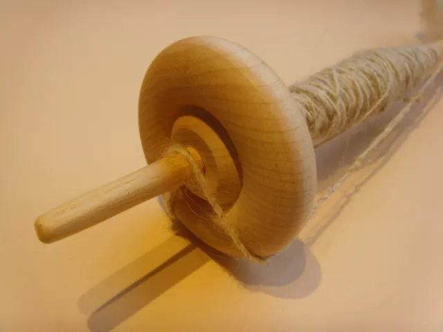 Drop Spindle with Wooden  Whorl and Wool Kit for Reenactment and Crafts