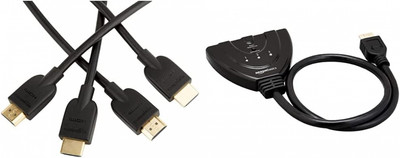 Amazon Amazon Basics Switch HDMI 3 Ports & Lot de 3 câbles 2.0 Haut débit... 