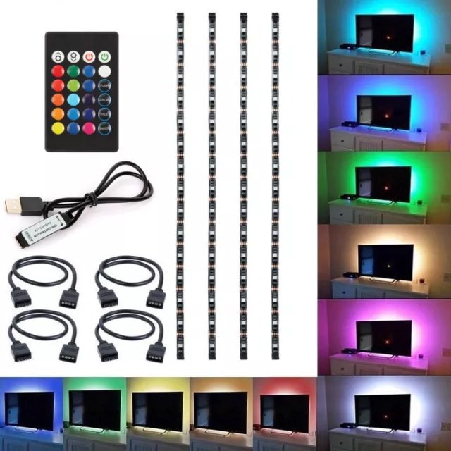 5V 5050 60SMD/M RGB LED Strip Light Bar TV Back Lighting Kit+USB Remote Control