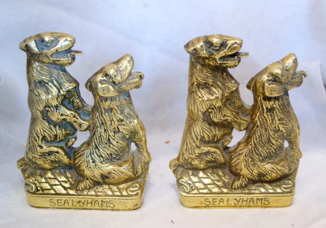 Antique Solid Brass SEALYHAM TERRIER Begging Dogs Book Ends Rg 811901 Welsh Dogs