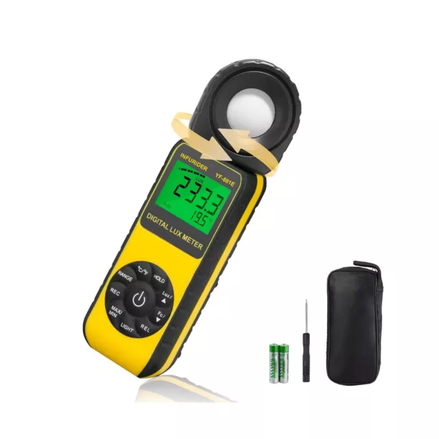 INFURIDER Digital Illuminance Light Meter with 300,000 Lux Foot Candles Luxme...