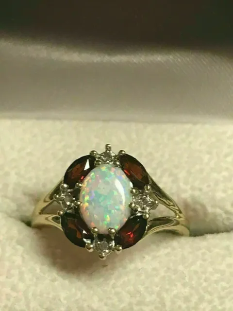1.50CT Oval Lab Created Opal Ruby Diamond Halo Women Ring 14K Yellow Gold Plated