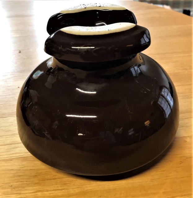 Vintage Knox Porcelain Large Round 5 1/2" Brown Insulator 3