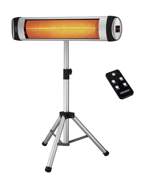Monzana Heizstrahler Wärmestrahler Infrarotstrahler 2500W Standheizer Silber