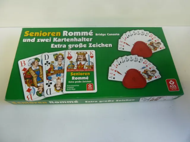 kartenspiel senioren romme bridge  canasta mit 2 kartenhalter