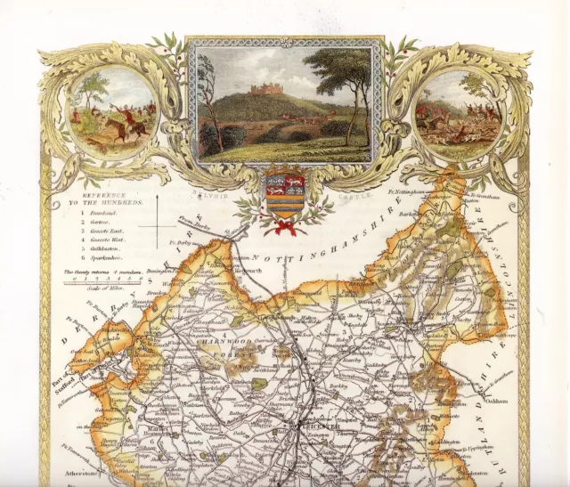 A  1990 reproduction of an 1830 map by Thomas Moule of County Leicestershire