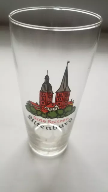 DDR Glas Bierglas "Rote Spitzen Altenburg"