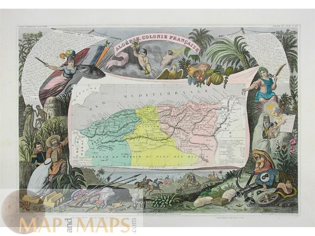 Algérie Colonie Française carte ancienne Algérie Levasseur 1861