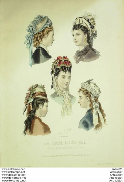 Gravure De Mode Ancienne - 1869 - Bonnet D'été Pour Petite Fille - Original XIXème