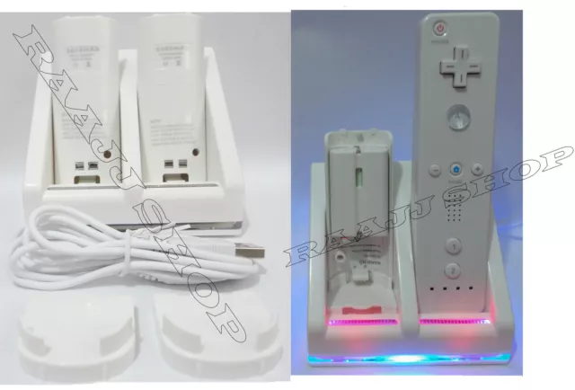 CHARGER DOCKING STATION + 2x RECHARGEABLE BATTERY PACK FOR WII REMOTE UK SELLER