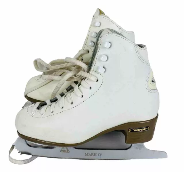 Risport RF4 White Girls Figure Ice Skates Size 220 UK 1 & Bauer Carry Bag