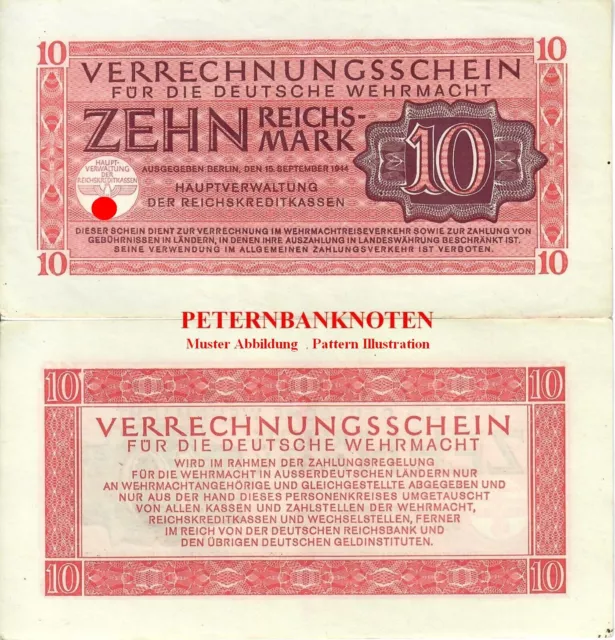 WEHRMACHT  10 Reichsmark  1944 (VF-XF) Ro 513  6299# l Gebraucht used..