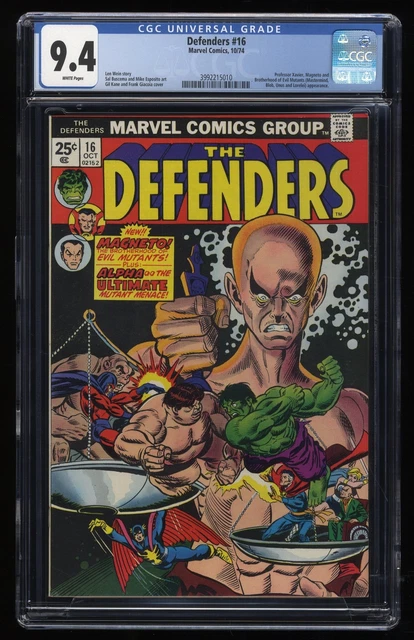 Defenders #16 CGC NM 9.4 White Pages Gil Kane Sal Buscema! Marvel 1974