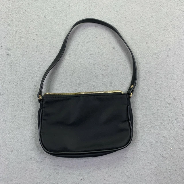 LD Tuttle Purse Handbag Over The Shoulder Bag Black Zipper Small Nylon 8" Wide