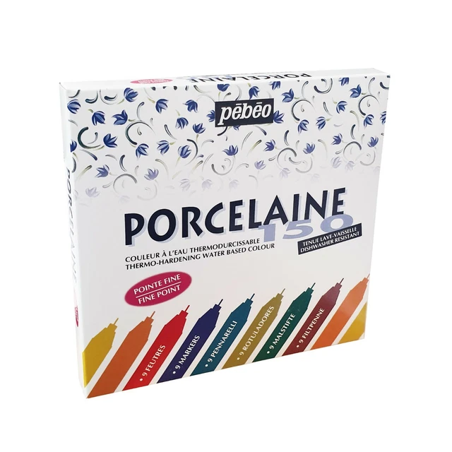 Pebeo Porcelaine 150 Permanent Keramik Lack Marker Set Von 9 Farben 0.7mm Spitze