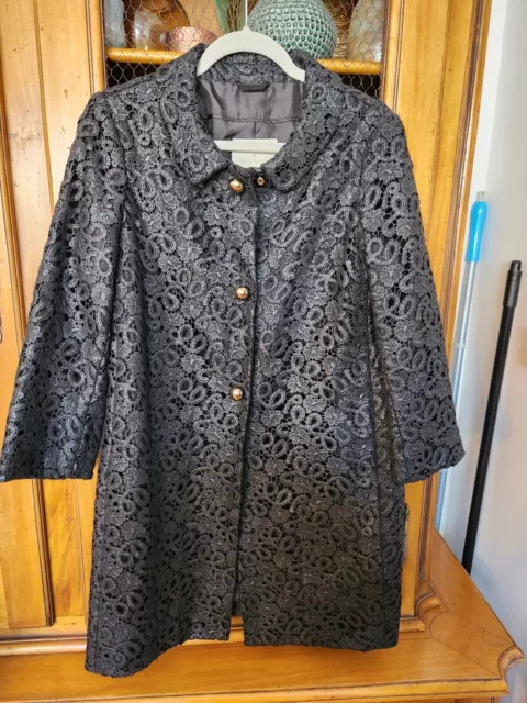 Kate Spade Black Lace Jacket Coat Size Medium