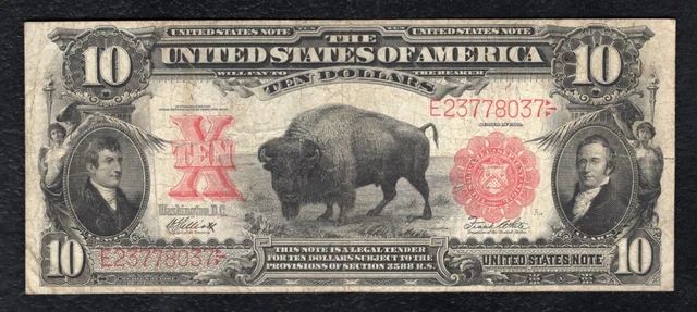 Fr. 121 1901 $10 Ten Dollars “Bison” Legal Tender United States Note Very Fine
