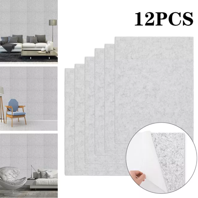 12X Acoustic Panels Sound Proofing Felt Wall Tiles Noise Insulation Ceiling Pads