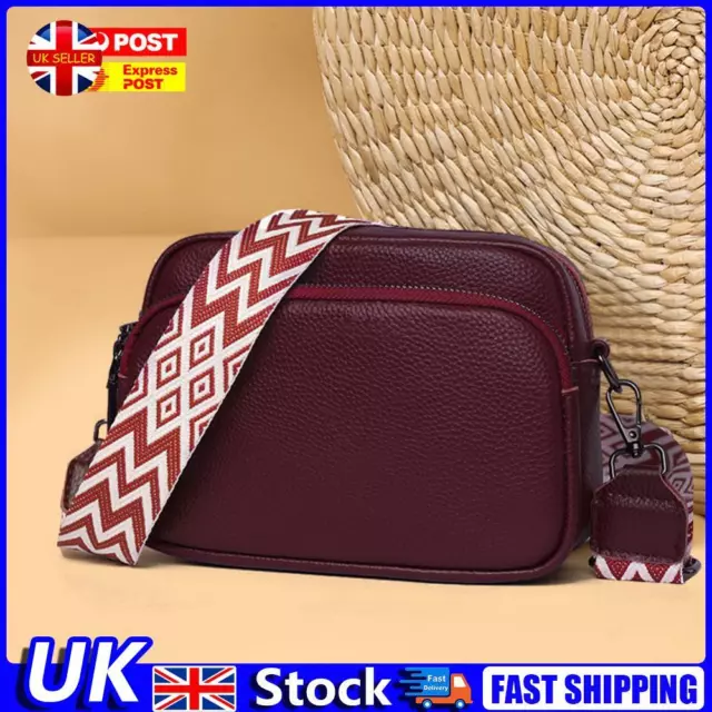 Genuine Leather Crossbody Bag Fashion Women Casual Shoulder Bag (Wine Red) UK