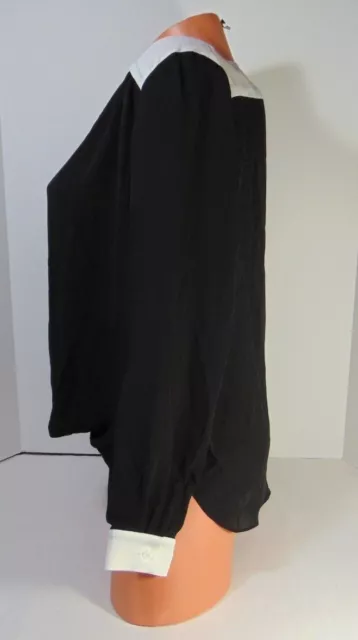 Women's Christin Michaels Black Plunging V-Neck Long Sleeved Shirt Size S  NWOT 2